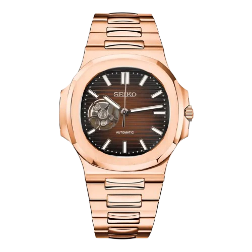 SEIKO MOD NAUTILUS | BROWN SKELETON OPEN HEART